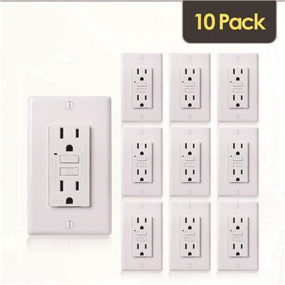 Faith 15-Amp 125-Volt GFCI Duplex Outlet, GFI Receptacle with Indicator Light, Wall Plate Includ