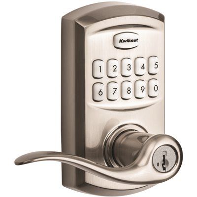 Kwikset 917 SmartCode Satin Nickel Keypad Electronic Single-Cylinder Tustin Door Lever Featuring