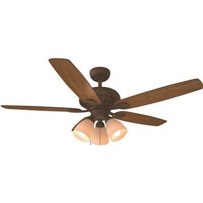 HAMPTON BAY® ROCKPORT 52 IN. INDOOR CEILING FAN WITH 3 LED DOWN LIGHTS, OIL RUBBED BRONZE WITH C
