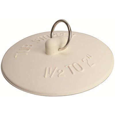 FIT-ALL RUBBER BATHTUB STOPPER, 1-1/2 IN. TO 2 IN., WHITE, PACK OF 6