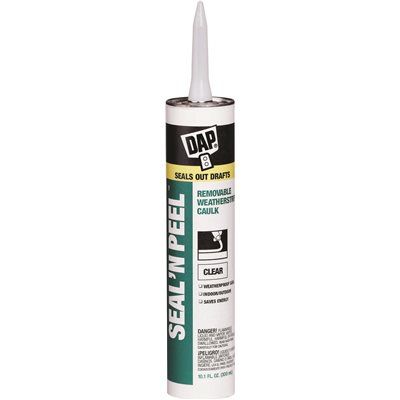 DAP SEAL N&#39; PEEL REMOVABLE WEATHERSTRIP CAULK, CLEAR, 10 OZ