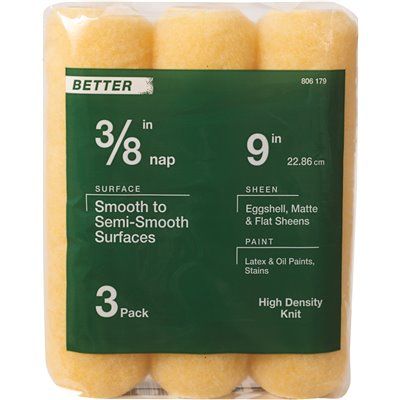 9 in. x 3/8 in. High-Density Polyester Knit Paint Roller Cover (3-Pack)