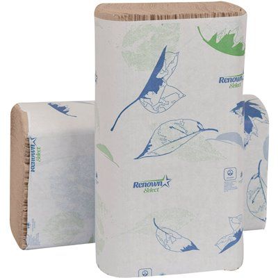 RENOWN® MULTIFOLD PAPER TOWELS, NATURAL, 9-1/8X9-1/2 IN., 16 250-COUNT PACKS PER CASE