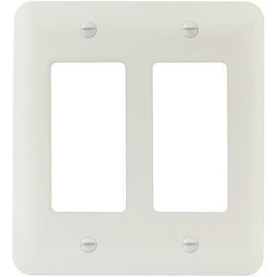 Titan3 White Smooth 2-Gang Rocker Princess Metal Wall Plate