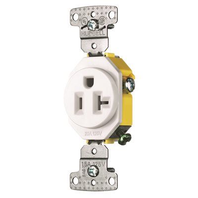 RECEPTACLE SINGLE SELF GROUND 20A 125V- WHITE