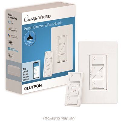 Lutron Caseta Wireless Smart Lighting Dimmer Switch and Remote Kit for Wall and Ceiling Lights,