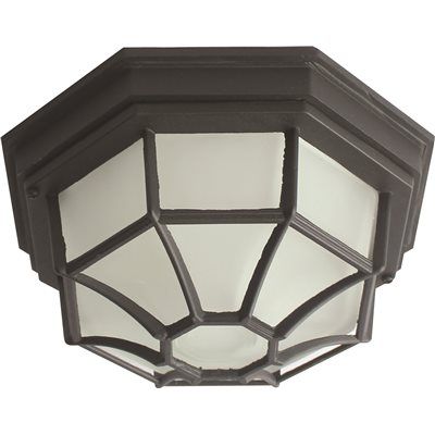 MONUMENT® 1-LIGHT OUTDOOR OCTAGON CEILING FIXTURE, FROSTED GLASS, 10-1/4 X 5-1/4 IN., BLACK, USE