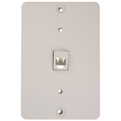 Phone Jack w/ Plate - White