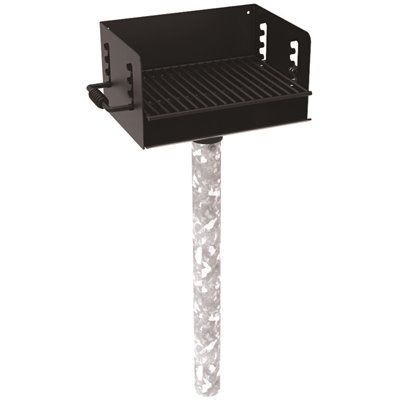 FD.300 sq. in. ADA Rotating Commercial Pedestal Grill with In-Ground Mount Post in Black