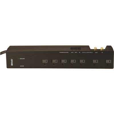 Woods 6 ft. 7-Outlet 2,500-Joule Surge Protector Power Strip with Satellite/Cable Coax and Phone