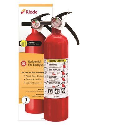 KIDDE ALL PURPOSE HOME FIRE EXTINGUISHER, DISPOSABLE, 1-A:10-B:C RATING, 2.5 LBS=