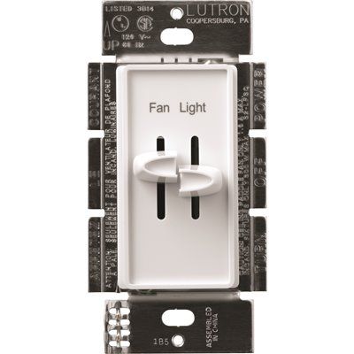 Lutron Skylark 1.5 Amp Single-Pole 3-Speed Combination Fan and Light Control, White