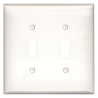 SWITCH 2 GANG TOGGLE WALLPLATE WHITE
