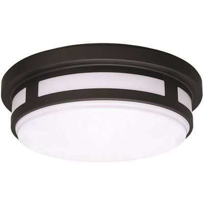 11 in. 1-Light Round Black LED Indoor Outdoor Flush Mount Ceiling Light Porch 830 Lumens 3 Color