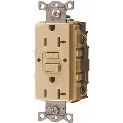 HUBBELL® AUTOGUARD® COMMERCIAL STANDARD GFCI RECEPTACLE, IVORY, NEMA 5-20R, 125 VOLTS, 20 AMPS