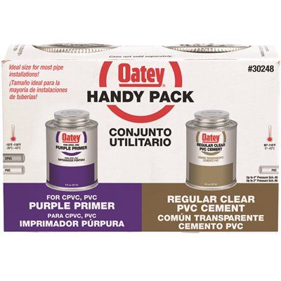 Oatey 8 oz. Purple CPVC and PVC Primer and Regular Clear PVC Pipe Cement Combo Pack