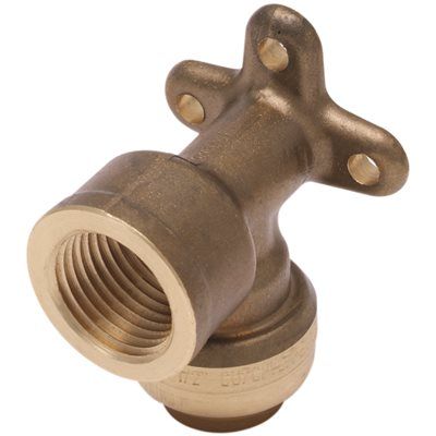SHARKBITE® PUSH FIT DROP EAR ELBOW 90 DEGREE, 1/2 IN. X 1/2 IN. FNPT, LEAD FREE