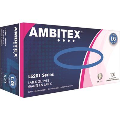 Ambitex Large Cream Latex Disposable Powder-Free Latex Gloves (10-Case/100-Pack)