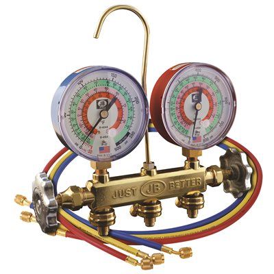 JB INDUSTRIES PATRIOT TWO VALVE BRASS MANIFOLD WITH KOBRA HOSES