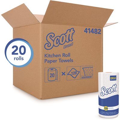 Scott Perforated Standard Kitchen Paper Towels with Fast-Drying Absorbency Pockets (128 Sheets/R