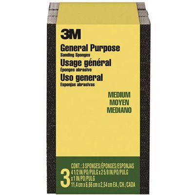 3M 2.5 in. x 1 in. x 4.5 in. 80-Grit Sanding Sponge (3 Sponge-Pack)