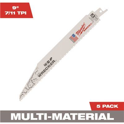 Milwaukee 9 in. 7/11 TPI WRECKER Demolition Multi-Material Cutting SAWZALL Reciprocating Saw Bla