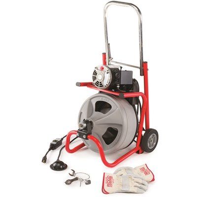 RIDGID K-400 Drain Cleaning Snake Auger 120-Volt Drum Machine with C-45IW 1/2 in. x 75 ft. Cable