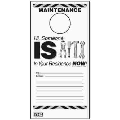 MAINTENANCE DOOR HANG TAG, REVERSIBLE
