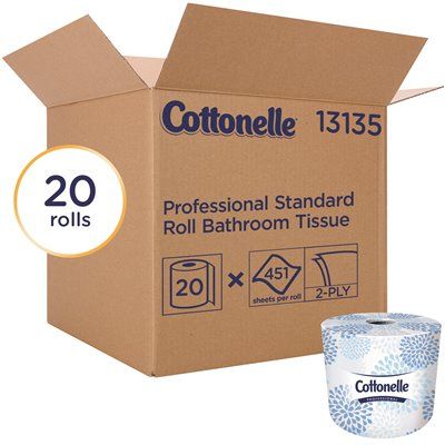 Cottonelle Bulk Toilet Paper Standard Toilet Paper Rolls, 2-Ply White (20 Rolls/Case, 451-Sheets