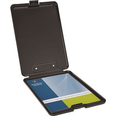 Business Source 9 in. x 13 in. Storage Clipboard, Plastic, Letter, Black
