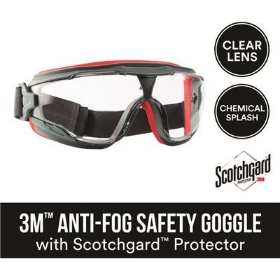 Scotchgard Protector Gray/Red Anti-Fog Goggles with Clear Lens
