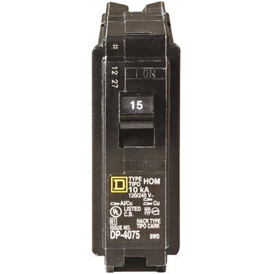 Square D Homeline 15 Amp Single-Pole Circuit Breaker(HOM115CP)