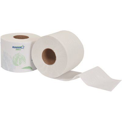 Renown Single Roll Banded 2-Ply 3.75 in. x 4 in. Toilet Paper (616 Sheets per Roll 48 Rolls per