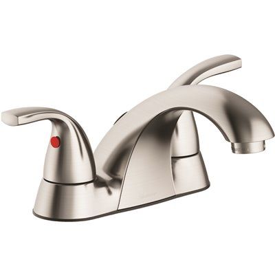 Seasons Anchor Point 4 in. Centerset Double-Handle Bathroom Faucet in Brushed Nickel, Drilled Fo