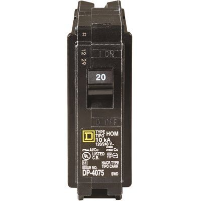 Square D Homeline 20 Amp Single-Pole Circuit Breaker(HOM120CP)
