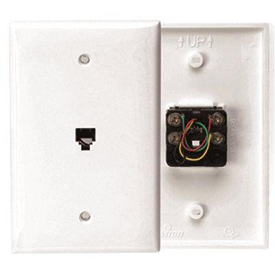 Leviton MIDSIZE FLUSH TELEPHONE WALL JACK, WHITE