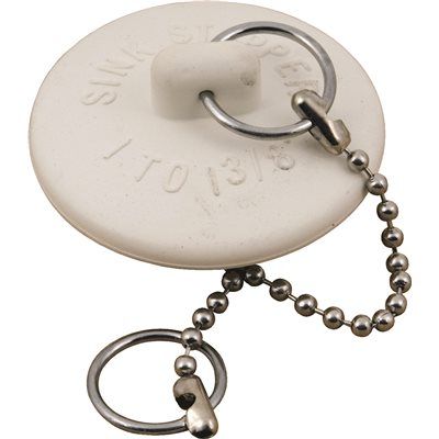 RUBBER BASIN STOPPER WITH 11 IN. CHAIN, FITS DRAINS 1 IN. TO 1-1/2 IN., PACK OF 5