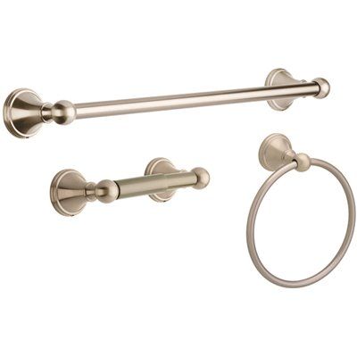 Delta Crestfield 3-Piece Bath Hardware Set with Towel Ring Toilet Paper Holder and 24 in. Towel