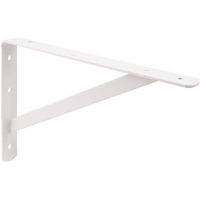 Prime-Line Shelf Bracket, 3/16 in. x 12 in. x 8 in., Heavy-Duty Steel, White Enamel Finish