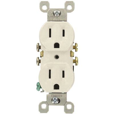 Leviton 15 Amp Residential Grade Grounding Duplex Outlet, White (10-Pack)