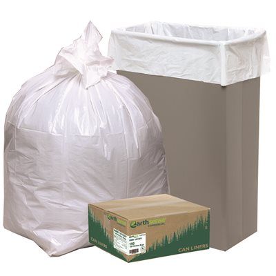 EARTHSENSE CAN LINER TRASH BAGS TALL KITCHEN LOW-DENSITY 24X31 13 GALLON .85MIL WHITE 150 PER CASE