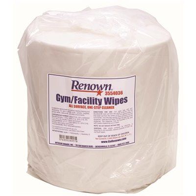RENOWN® FACILITY GYM WIPES, ALL-SURFACE CLEANING, 8 IN. X 5 IN., 2,000 COUNT PACKS, 2 ROLLS PER