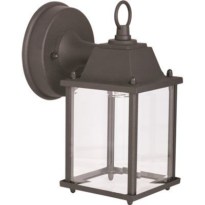 ROYAL COVE™ 1-LIGHT OUTDOOR WALL LANTERN, CLEAR GLASS, 5 X 8-1/8 X 5-3/4 IN., BLACK, USES 60-WAT