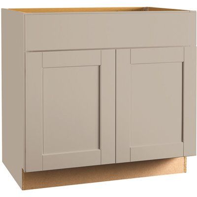 Hampton Bay Shaker Assembled 36x34.5x24 in. Sink Base Kitchen Cabinet in Dove Gray
