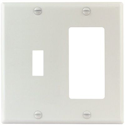 Titan3 White Smooth 2-Gang Toggle/Rocker Standard Metal Wall Plate