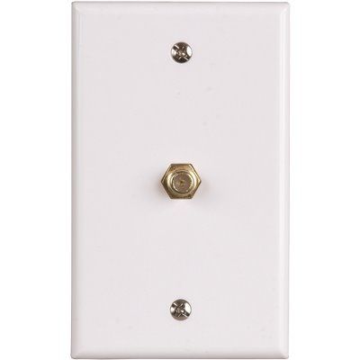 Westek 1-Gang CATV F-Type Coaxial Connector With Wall Plate, Plastic, White (10-Pack)