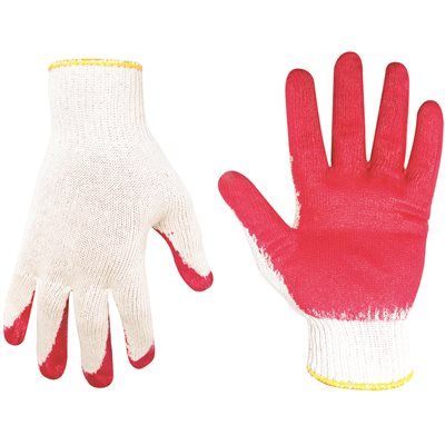 ECONOMY STRING KNIT LATEX DIP GLOVES ONE-SIZE JOBBER PACK OF 12 PAIR