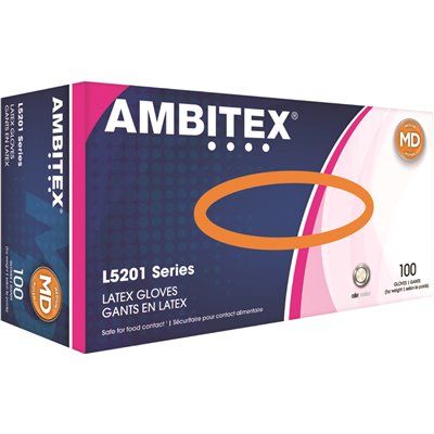 Ambitex Latex Powder-Free Medium 100 Gloves Per Box