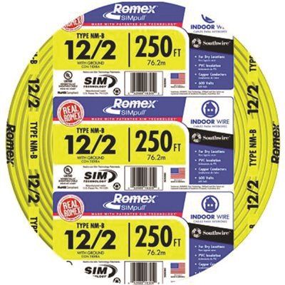 ROMEX NM-B NON-METALLIC SHEATHED CABLE WITH GROUND, 12/2, 250 FT. PER ROLL