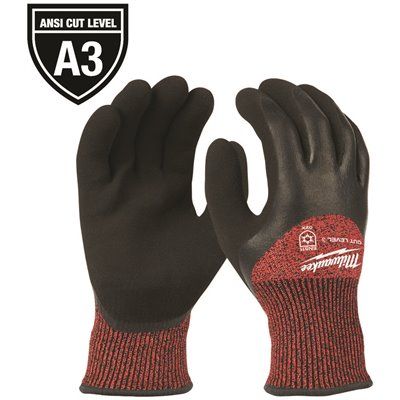Milwaukee Large Red Latex Level 3 Cut Resistant Insulated Winter Dipped Work Gloves